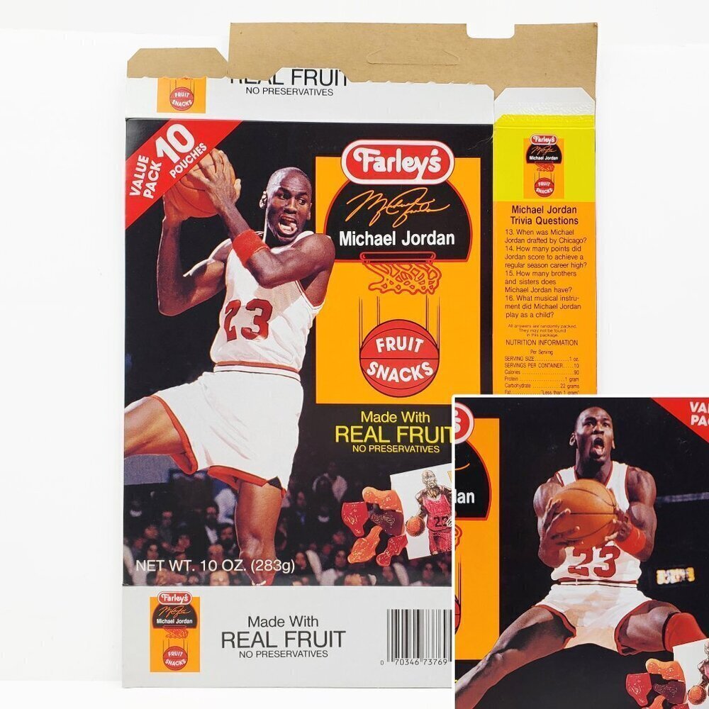 Michael Jordan Vintage 90s Bulls Farley's Fruit Snacks Box Sleeved & Boarded